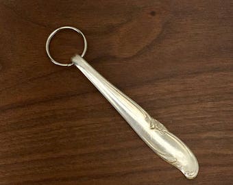 Vintage Silver Key Finder Key Ring Upcycle Keychain Silverplate Silverware Antique WM Rogers MFG Co