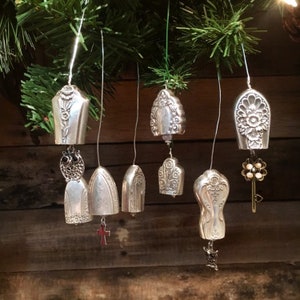 Silver Bell Christmas Tree Holiday Ornament or Necklace Pendants