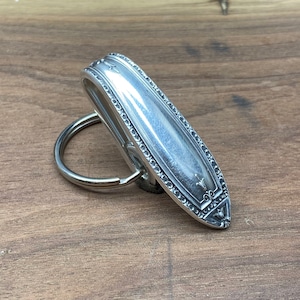 Vintage Purse Hook Louisiana Clip Silver Key Finder Key Ring Keychain Silverplate Silverware Antique Rose