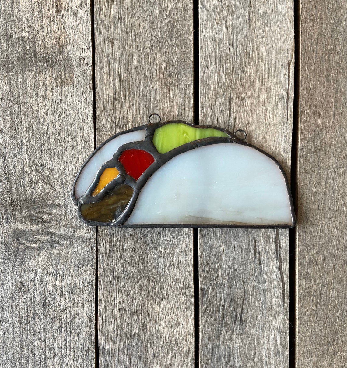 Taco Ornament Stained Glass Sun Catcher Stained Glass Food Etsy
