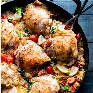Receta de muslos de pollo con orzo para casarte conmigo