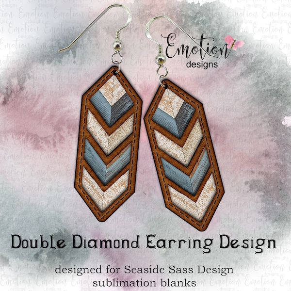 Double Diamond Earring digital designs, instant download, sublimation designs created for Seaside Sass Designs Blanks, png