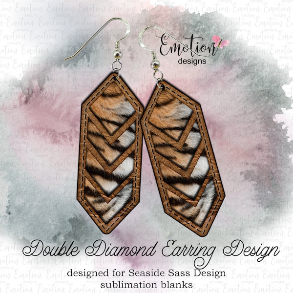 Double Diamond Earring digital designs, instant download, sublimation designs created for Seaside Sass Designs Blanks, png