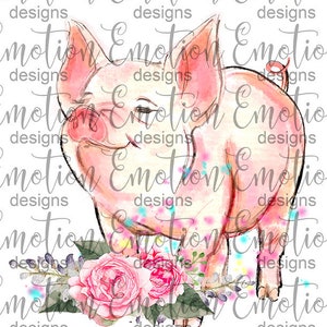Watercolor pig, instant download, PNG, sublimation, DTF printing