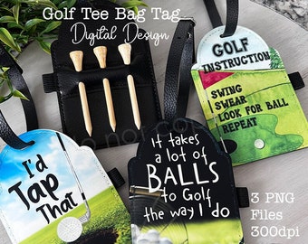 Golf Tee Bag Tag digital designs bundle, instant download, sublimation designs, PNG, Father's Day