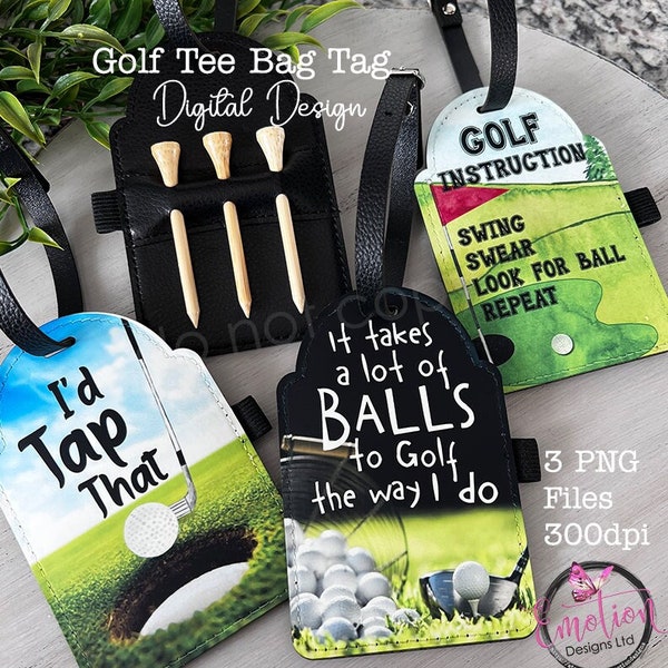 Golf Tee Bag Tag digital designs bundle, instant download, sublimation designs, PNG, Father's Day