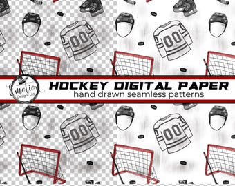 Papel digital de hockey sin costuras 2, descarga instantánea, diseños para sublimación, descarga digital, álbum de recortes digital, impresión DTF