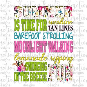 Summer is time for, clipart, instant download, Sublimation Graphics, PNG