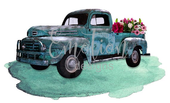 Vintage Truck Watercolor Clip Art Bundle Instant Download