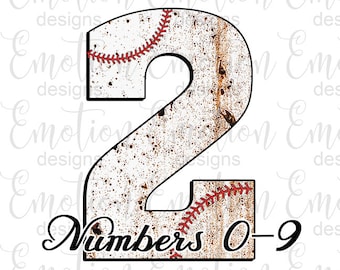 Baseball stitch monogram numbers Clip Art, instant download, DTF printing