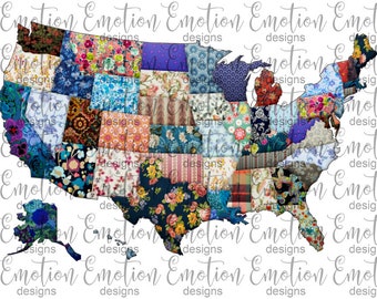 USA Quilted Patchwork, PNG, instant download, sublimation graphics