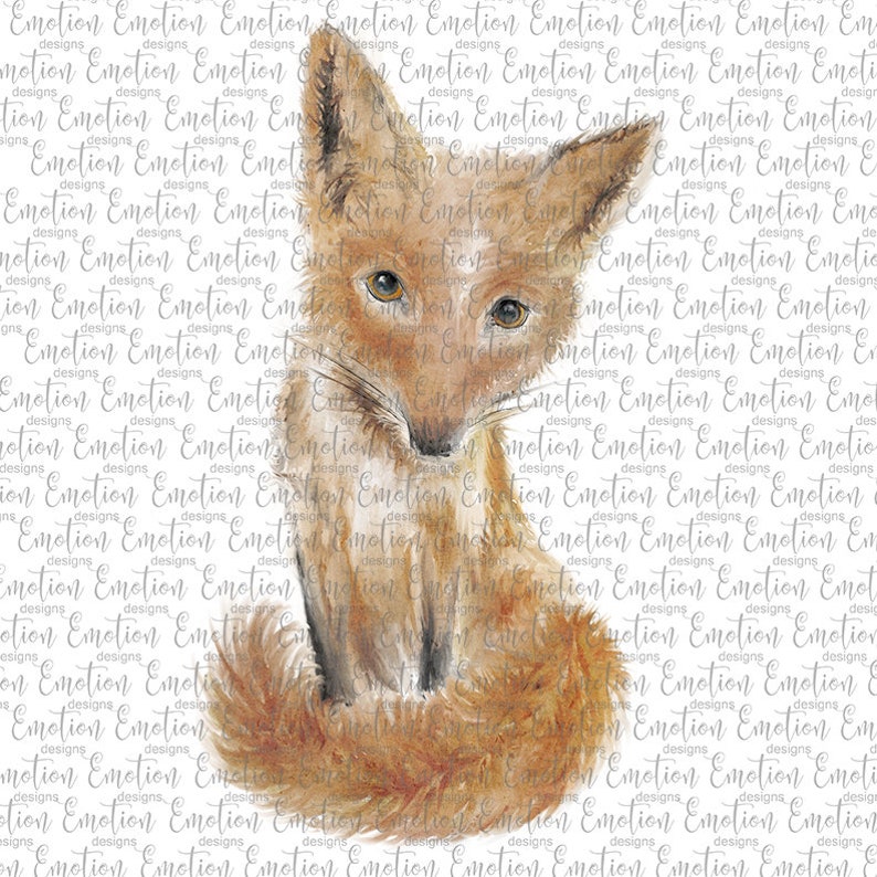 Original watercolor fox PNG instant download Sublimation | Etsy