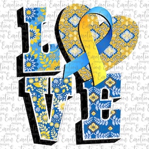 Love Down Syndrome clipart, instant download, Sublimation graphics, PNG, DTF printing image 1