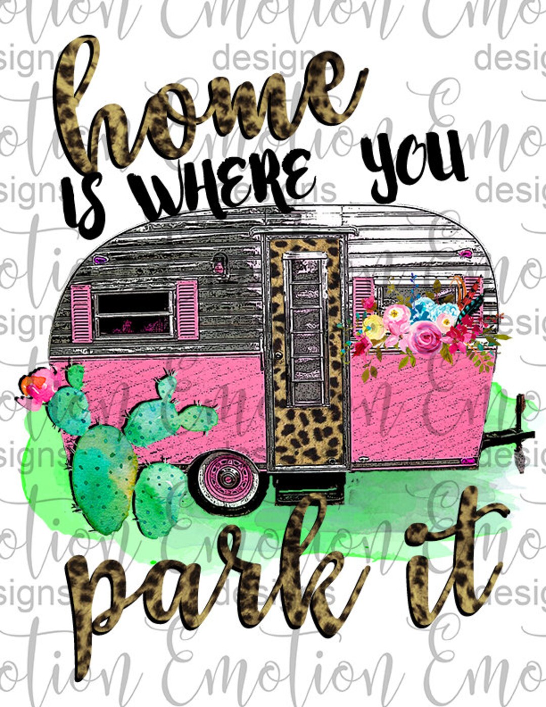 Home is Where You Park It Trailer Clipart, Instant Download