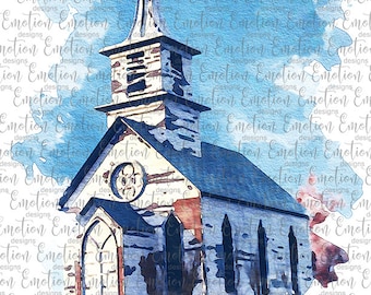 Watercolor Church 2, instant download, Sublimation graphics, PNG