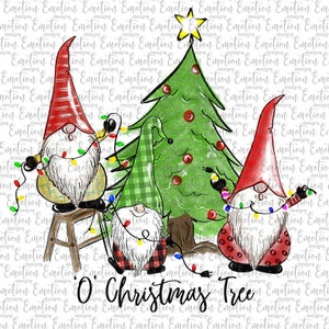 O Christmas Tree Gnomes clipart, instant download, Sublimation graphics, PNG, DTF printing