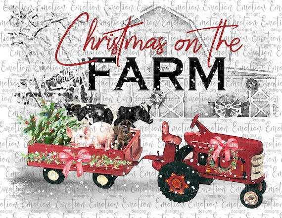 Christmas on the Farm clipart instant download Sublimation | Etsy