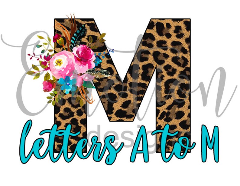 leopard print flower letters a to m clip art instant download etsy