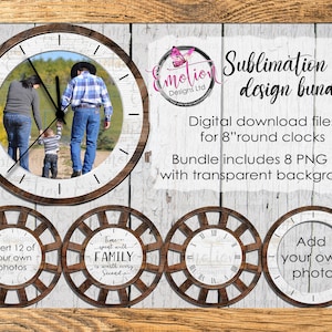 Digital Design Bundle for Sublimation Clocks, 4 PNG files, Sublimation Designs, Digital Download, DTF printing
