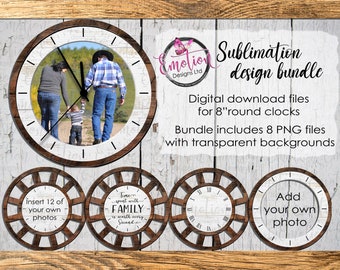 Digital Design Bundle for Sublimation Clocks, 4 PNG files, Sublimation Designs, Digital Download, DTF printing