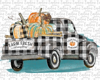 Farm Fresh Pumpkins hand drawn truck PNG, clipart, instant download, Sublimation Graphics, DTF printing