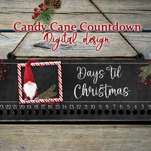 Candy Cane Countdown Sign digital design, instant download, sublimation designs, png, Christmas Sign, DTF printing