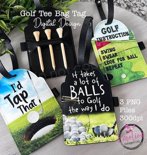 Golf Tee Bag Tag digital designs bundle, instant download, sublimation designs, PNG, Father's Day, DTF printing