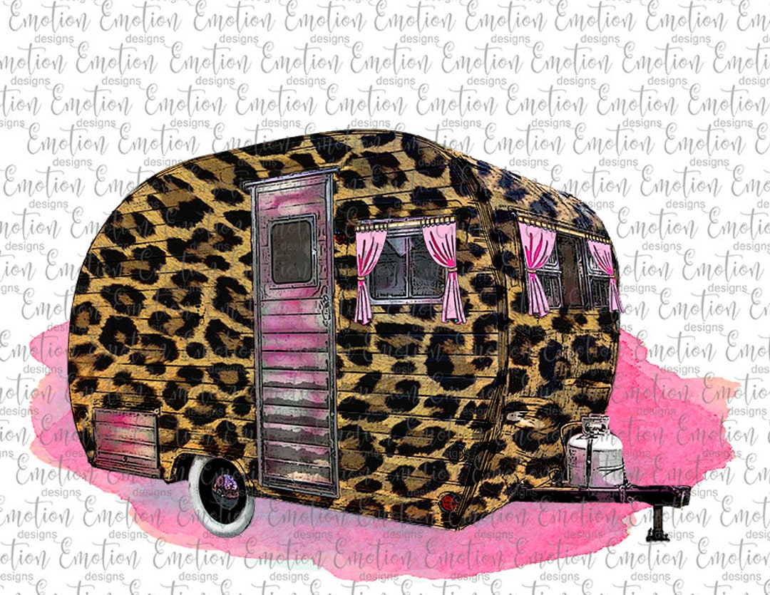 Leopard Floral Trailer Clipart, Instant Download, Camper, Camping ...