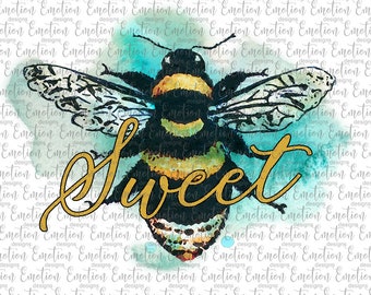 Bee Sweet Watercolor PNG, instant download, Sublimation Graphics, Clipart