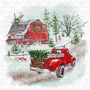 Christmas Scene Watercolour, instant download, Sublimation graphics, PNG, DTF printing