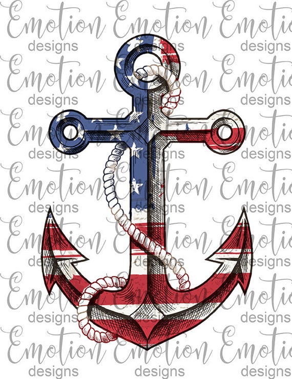 American Flag Anchor Clipart instant download sublimation | Etsy