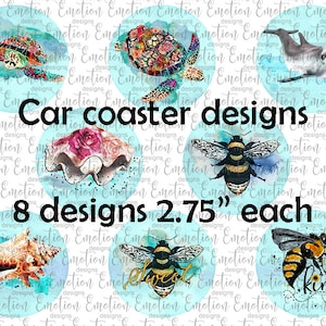 Summer Car Coaster design bundle, instant download, sublimation, DTF printing