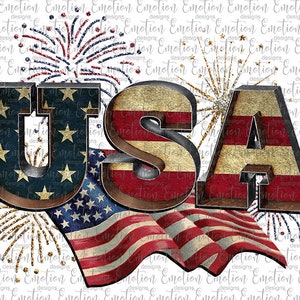 USA Flag Fireworks, PNG, instant download, sublimation graphics, DTF printing image 1