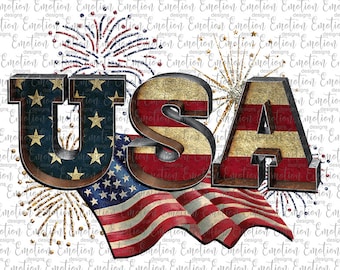 USA Flag Fireworks, PNG, instant download, sublimation graphics, DTF printing
