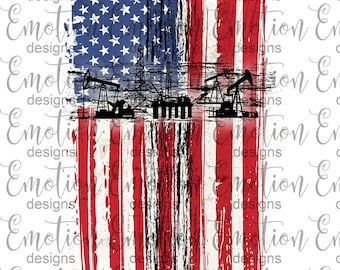 American Oilfield, USA Flag PNG, patriotic, instant download, Sublimation Graphics, Clipart, DTF printing