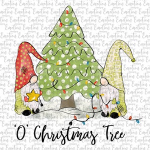 O Christmas Tree Gnomes clipart, instant download, Sublimation graphics, PNG, DTF printing