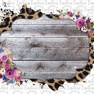 Leopard Frame with flowers, instant download, Sublimation graphics, PNG, DTF printing