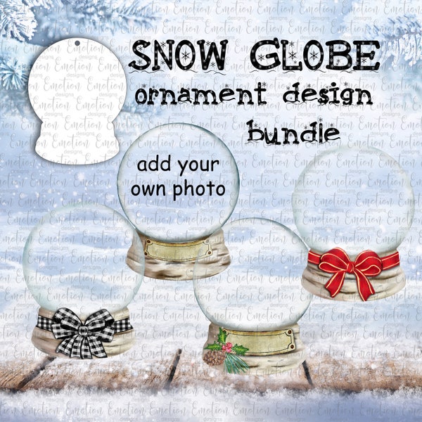 Snow Globe Watercolor Ornament Design Bundle 3 PNG, instant download, Sublimation graphics, original artwork