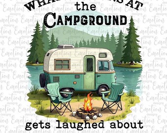 Qué sucede en el camping, descarga instantánea, flores, gráficos de sublimación, PNG, impresión DTF