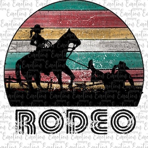 Rodeo Roping a Cowboy Vintage PNG Clipart, instant download, sublimation graphic, DTF printing