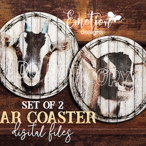 Goat Car Coaster design bundle, instant download, sublimation, DTF printing