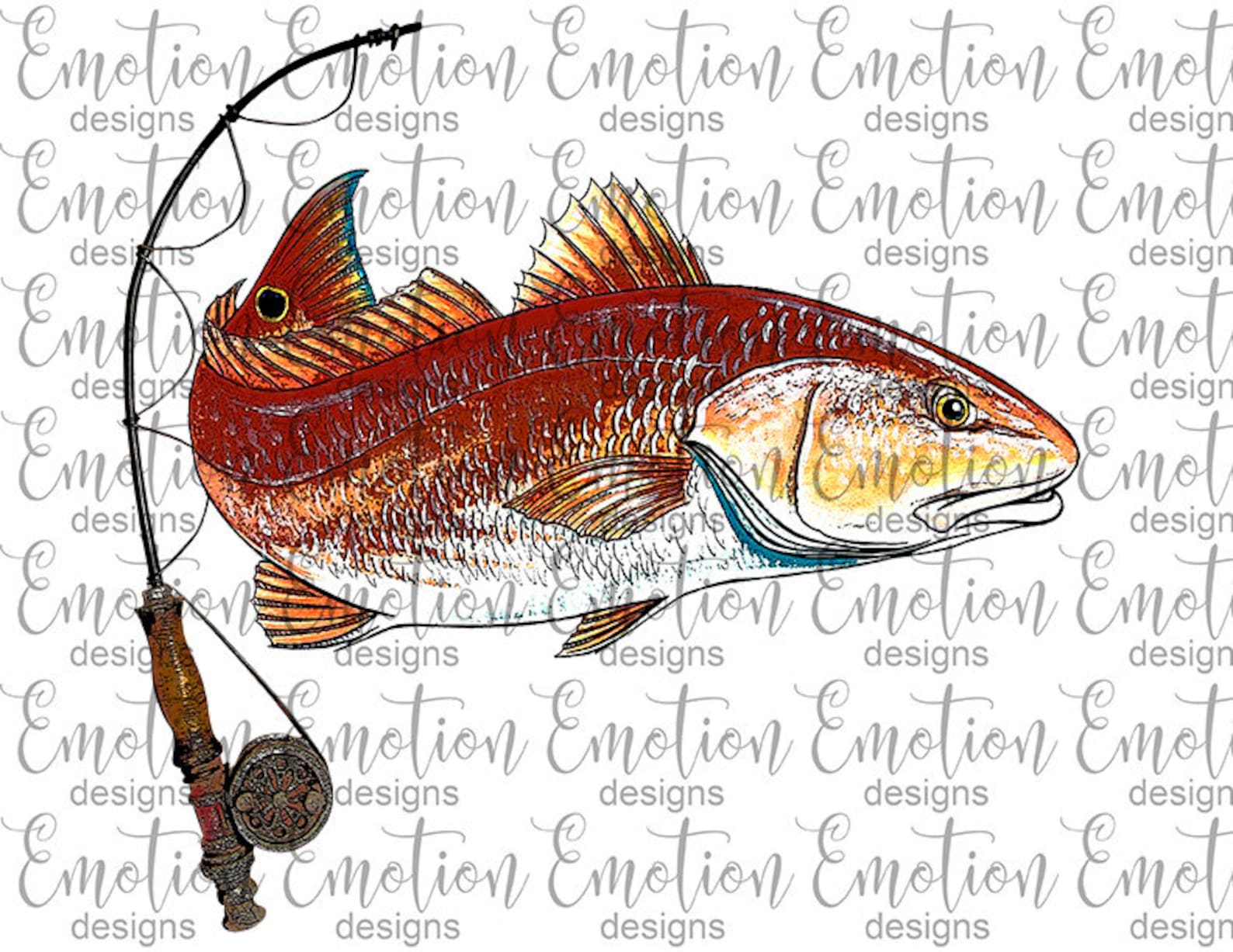 Redfish Clipart, Instant Download, Sublimation Graphics, PNG, DTF ...