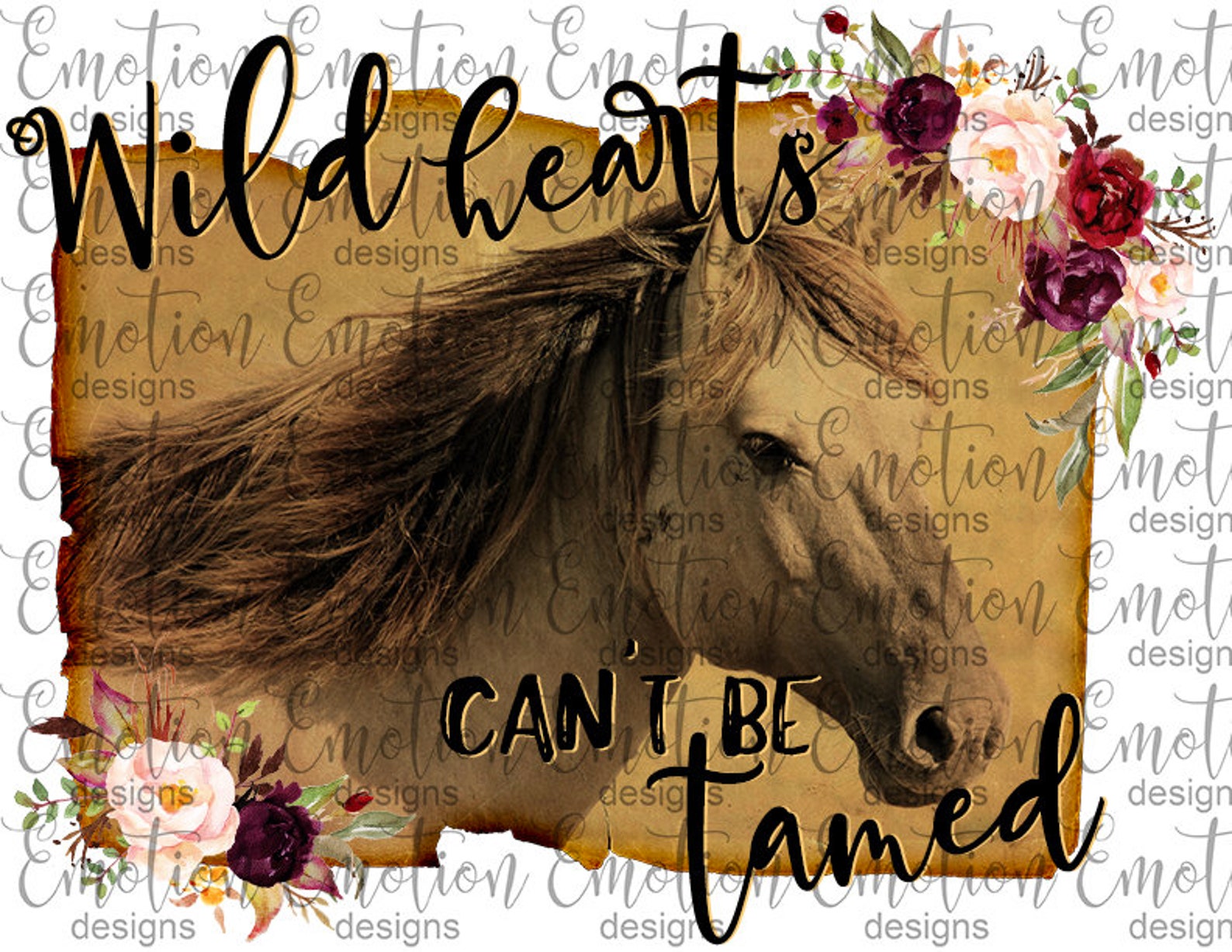 Wild Hearts Can't Be Tamed PNG horse vintage Clipart Etsy
