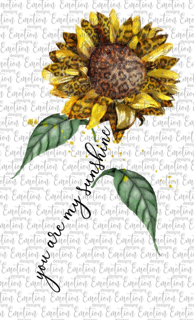Watercolor leopard Sunflower you are my sunshine PNG