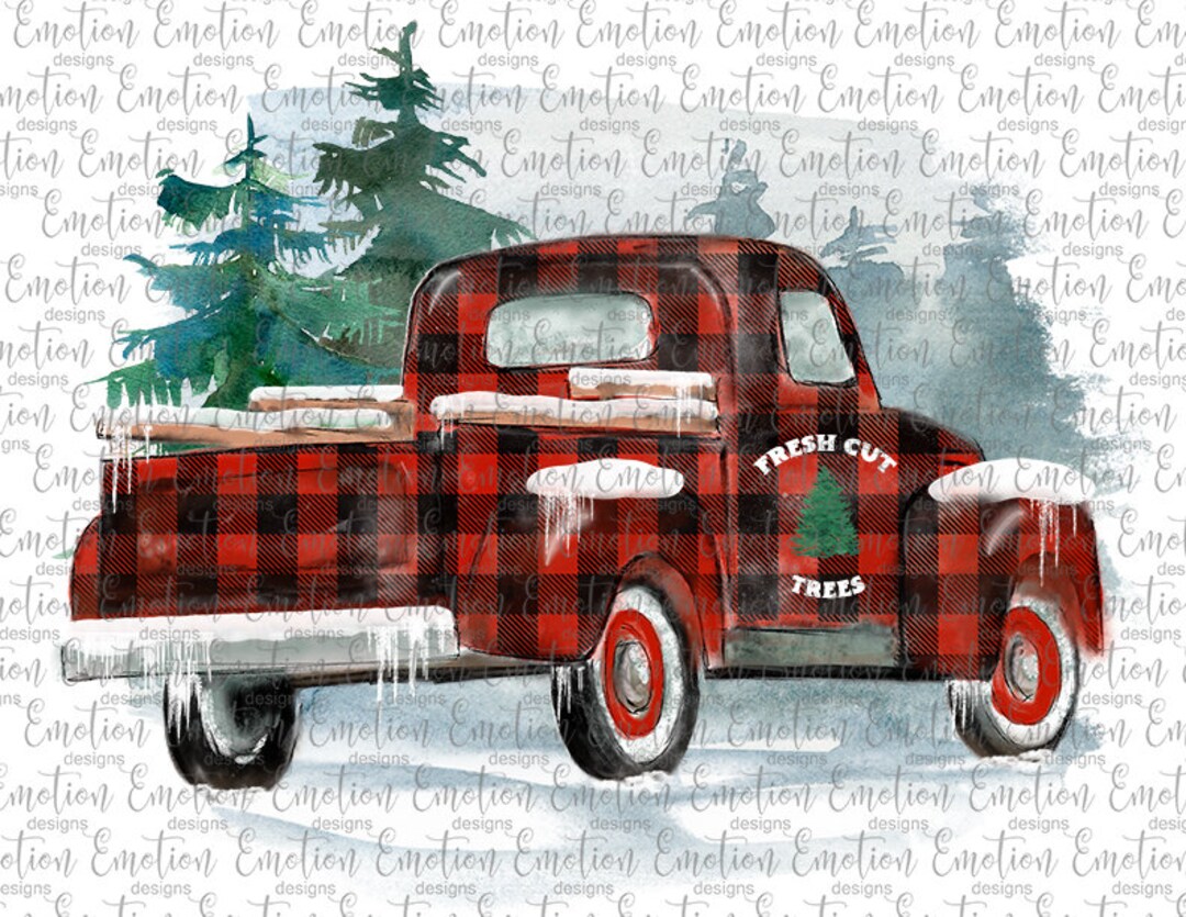 Fresh Cut Trees Hand Drawn Red Truck Printable Art Instant - Etsy