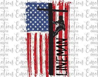 USA Lineman PNG, American flag, instant download, Sublimation Graphics, Clipart, DTF printing