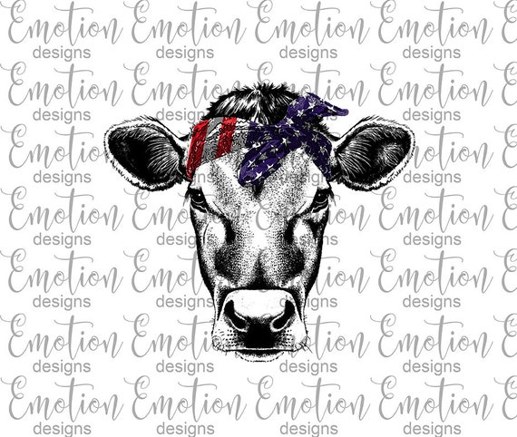 Heifer cow USA, American flag, bandana, PNG, patriotic, instant download, Sublimation Graphics, Clipart, DTF printing