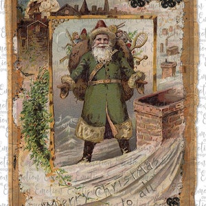 Vintage Santa Frame clipart, natychmiastowe pobranie, grafika sublimacyjna, PNG