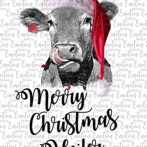 Merry Christmas Heifer clipart, instant download, Sublimation graphics, PNG