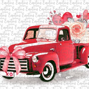 Red Valentine Truck clipart, instant download, Sublimation graphics, PNG, DTF printing
